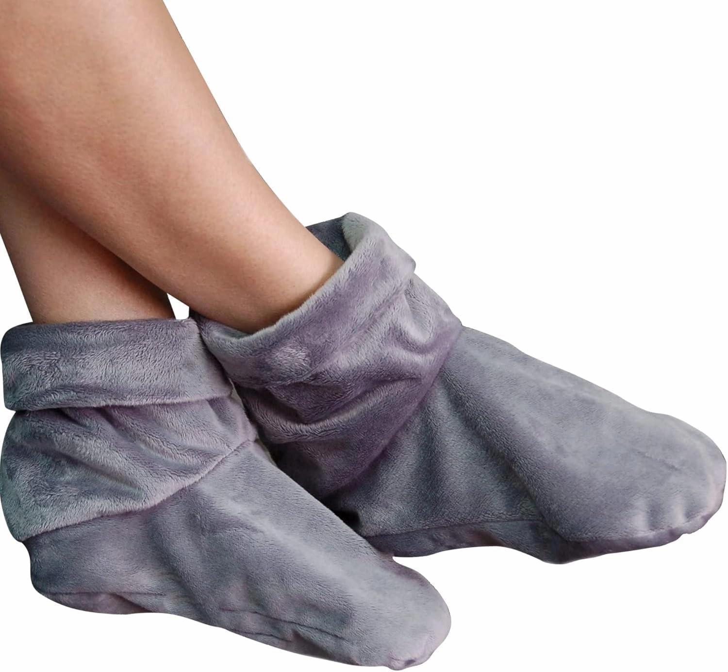 Mars Wellness Heated Microwavable Foot Booties - Microwavable Slippers - Herbal Hot/Cold Deep Penetrating Herbal Aromatherapy Wrap Warmer (Charcoal) - 3 Pack