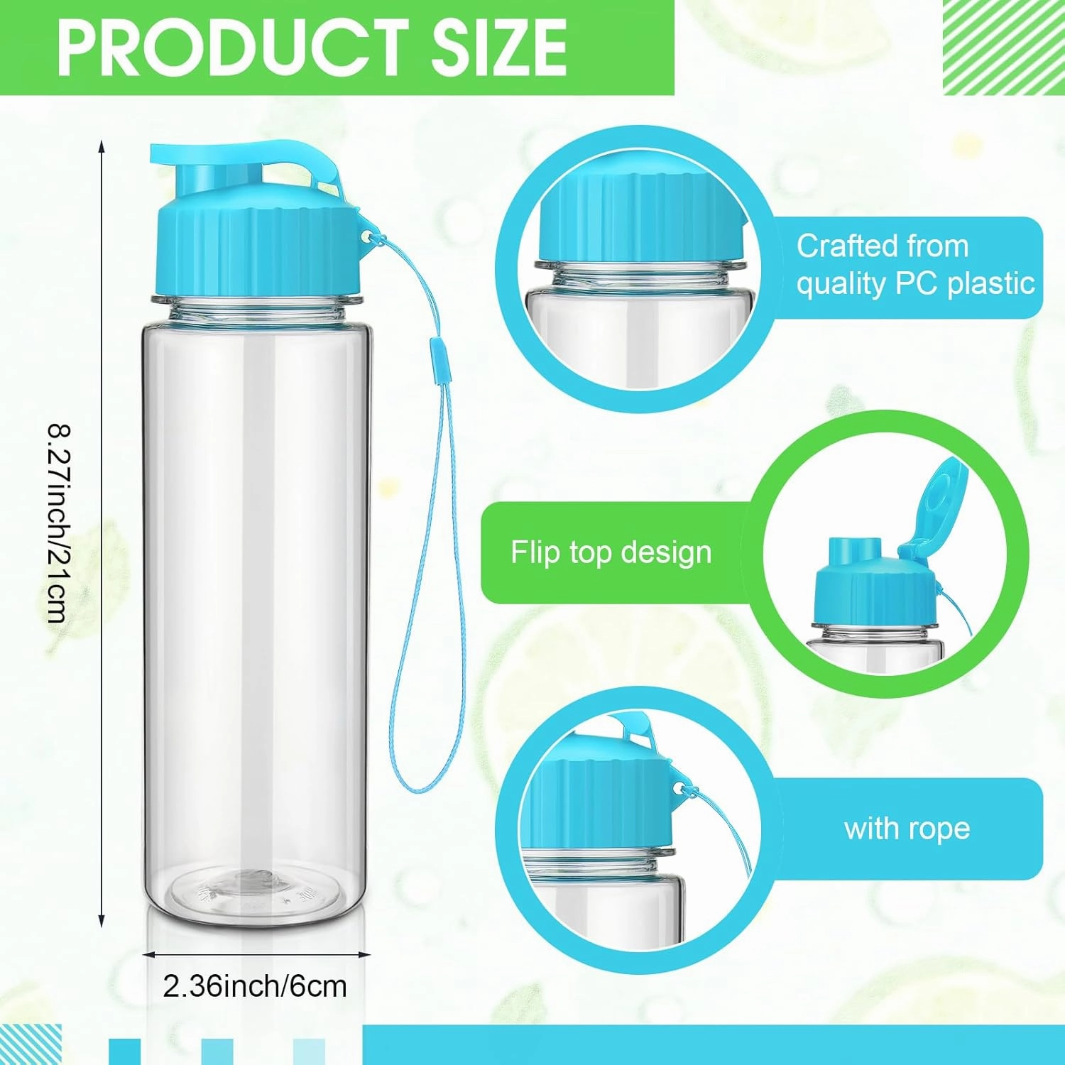 Maxcheck 30 Pieces 17 oz Plastic Water Bottle Bulk with Handle Strap Lightweight Leakproof Drink Flip Top Bottles for Adults Fitness Gym (Blue, Pink, Yellow, Rose Red, Green)