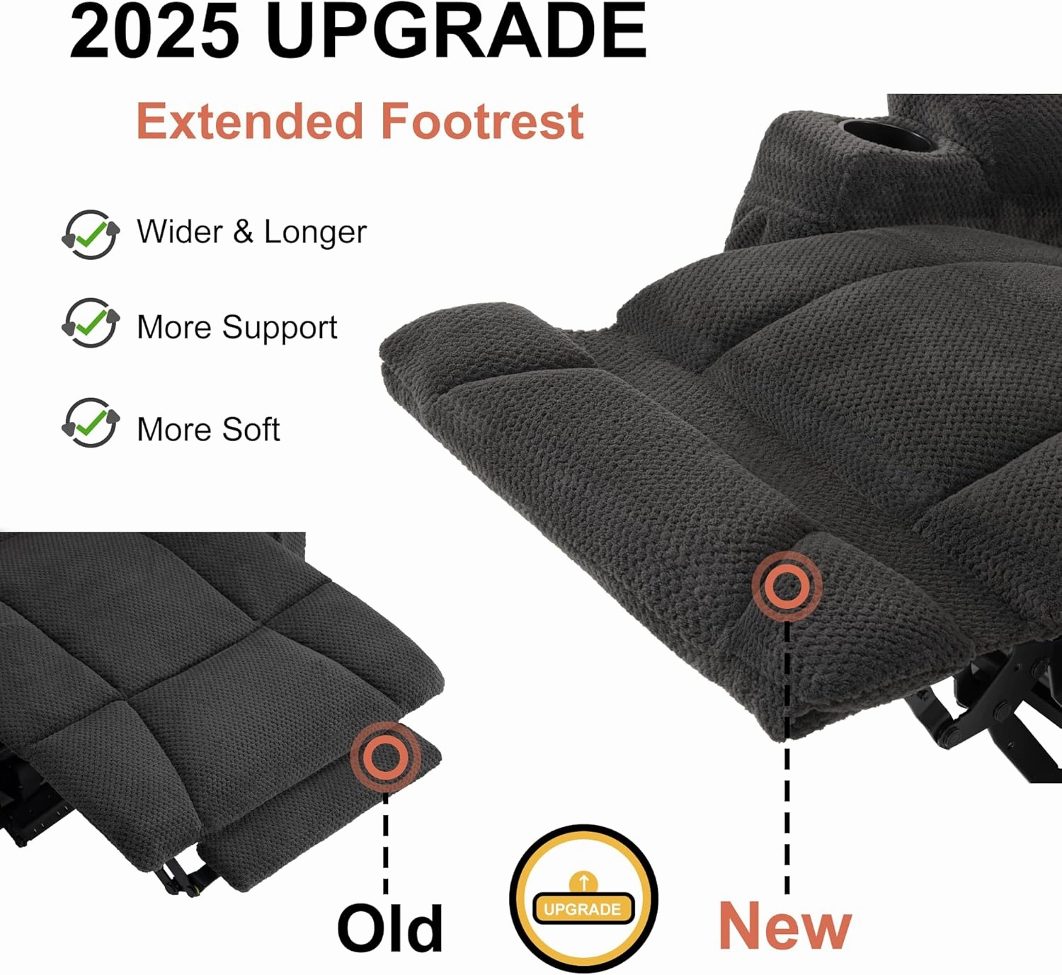 MCombo Power Reclining Sofa with Heat and Vibration, USB Ports, Cup Holders, 3-Seat Dual Recliner Sofa with Console for Living Room 6035SET (Grey, 3 Seater with Console)