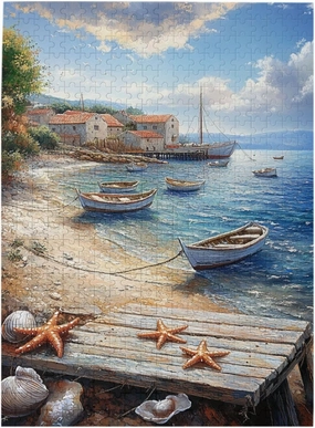 Mediterranean Seaside Fishing Villages, Vibrant Wall Art, Puzzles for Adults 500 Pieces, Brainstorming Games and Party Stress relievers, Forget About The Worries of Life and School