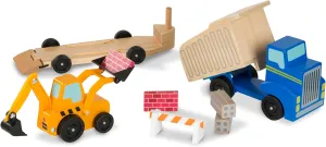 Melissa & Doug Classic Toy Wooden Dump Truck & Loader with Construction Pieces