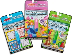 Melissa & Doug On the Go Water Wow! Reusable Water-Reveal Activity Pads, 3-pk, Colors and Shapes, Fairy Tales, Animals - Travel Toys, Stocking Stuffers, Mess Free Coloring For Kids Ages 3 