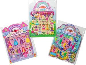 Melissa & Doug Puffy Sticker Activity Books Set: Princess, Mermaid, Fairy - 180  Reusable Stickers - FSC Certified