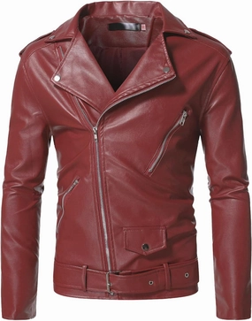 Men's Faux Leather Coat Aviator Bomber Jacket Turndown Collar Outwear Faux-Leather Motorbike Jackets Trucker Coats