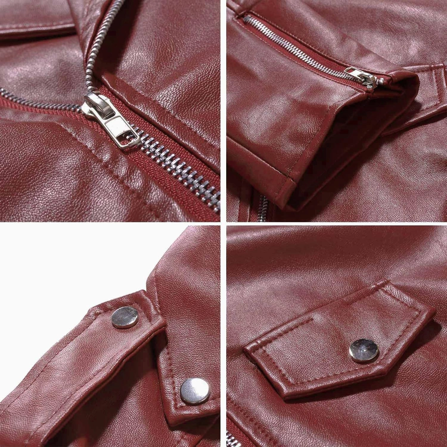 Men's Faux Leather Coat Aviator Bomber Jacket Turndown Collar Outwear Faux-Leather Motorbike Jackets Trucker Coats