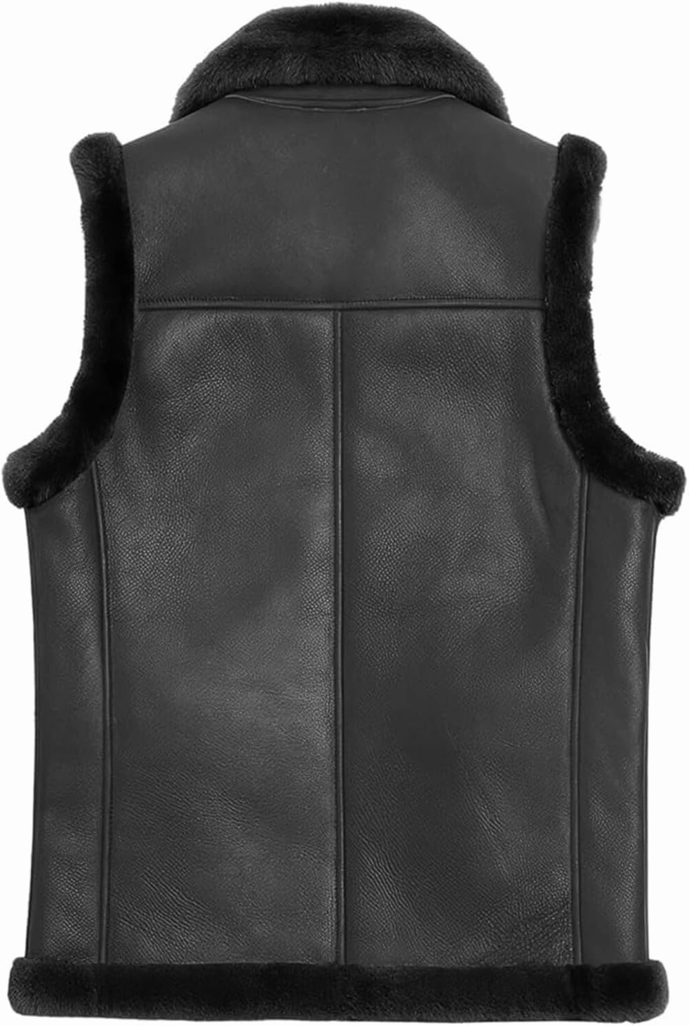 Men’s Real Sheepskin Shearling Leather Vest– B3 Aviator Sleeveless Lambskin Leather Vest Coat