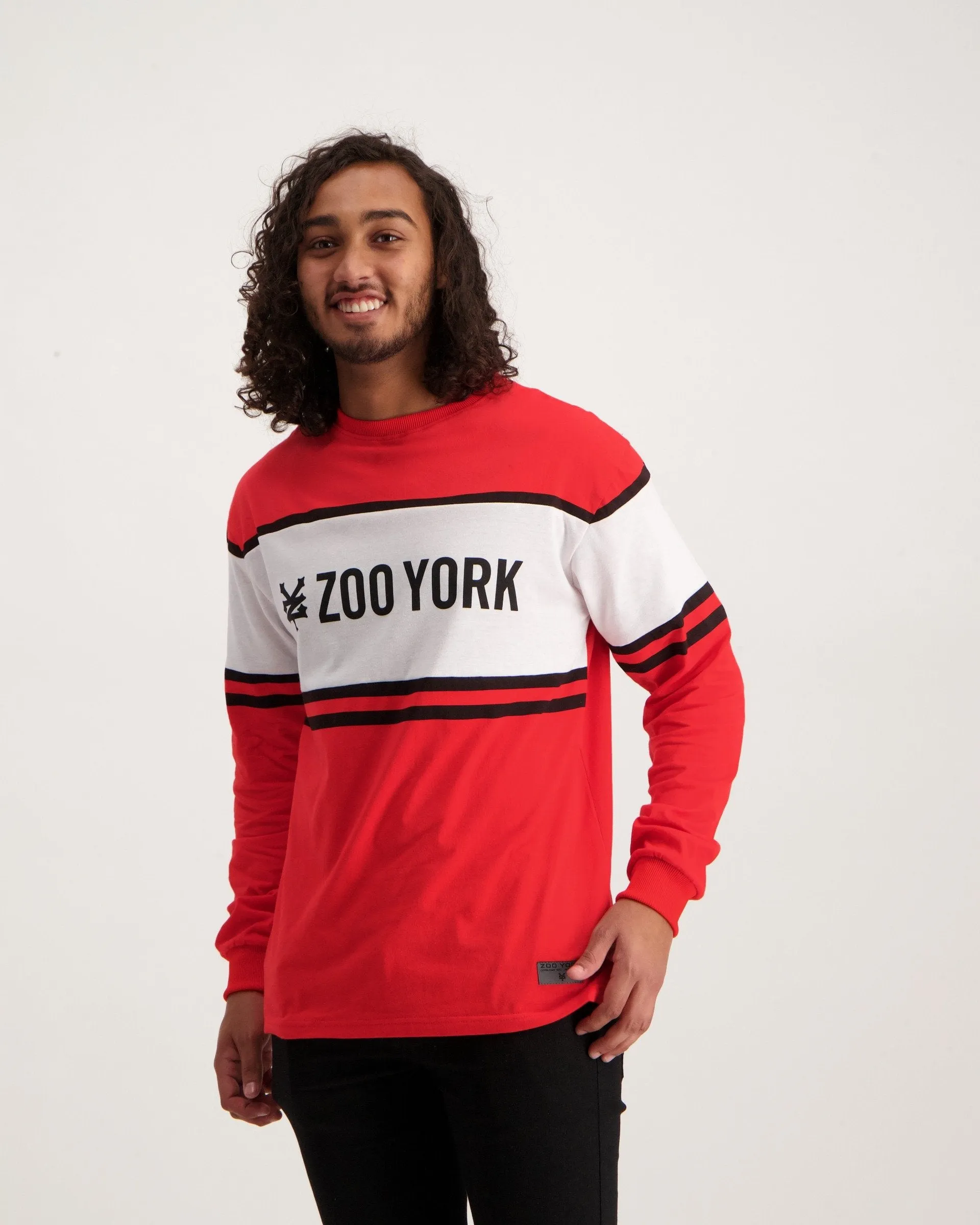 Men's Zoo York Cut And Sew Long Sleeve T-Shirt Red
