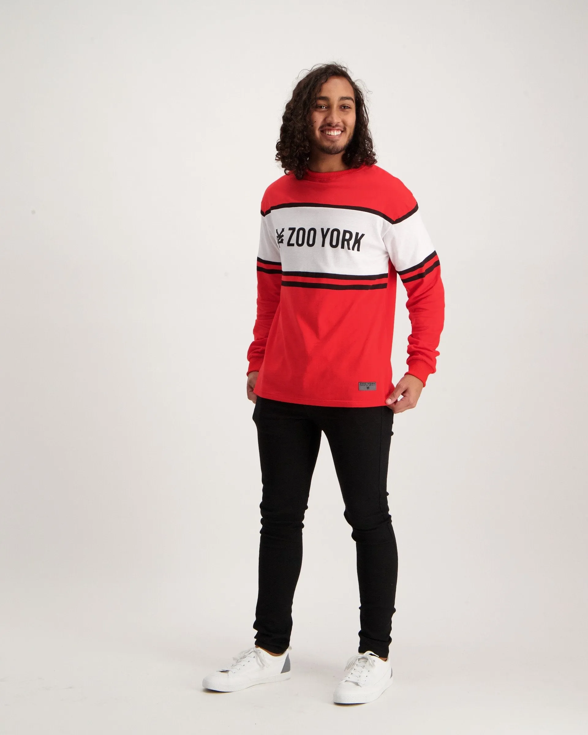 Men's Zoo York Cut And Sew Long Sleeve T-Shirt Red