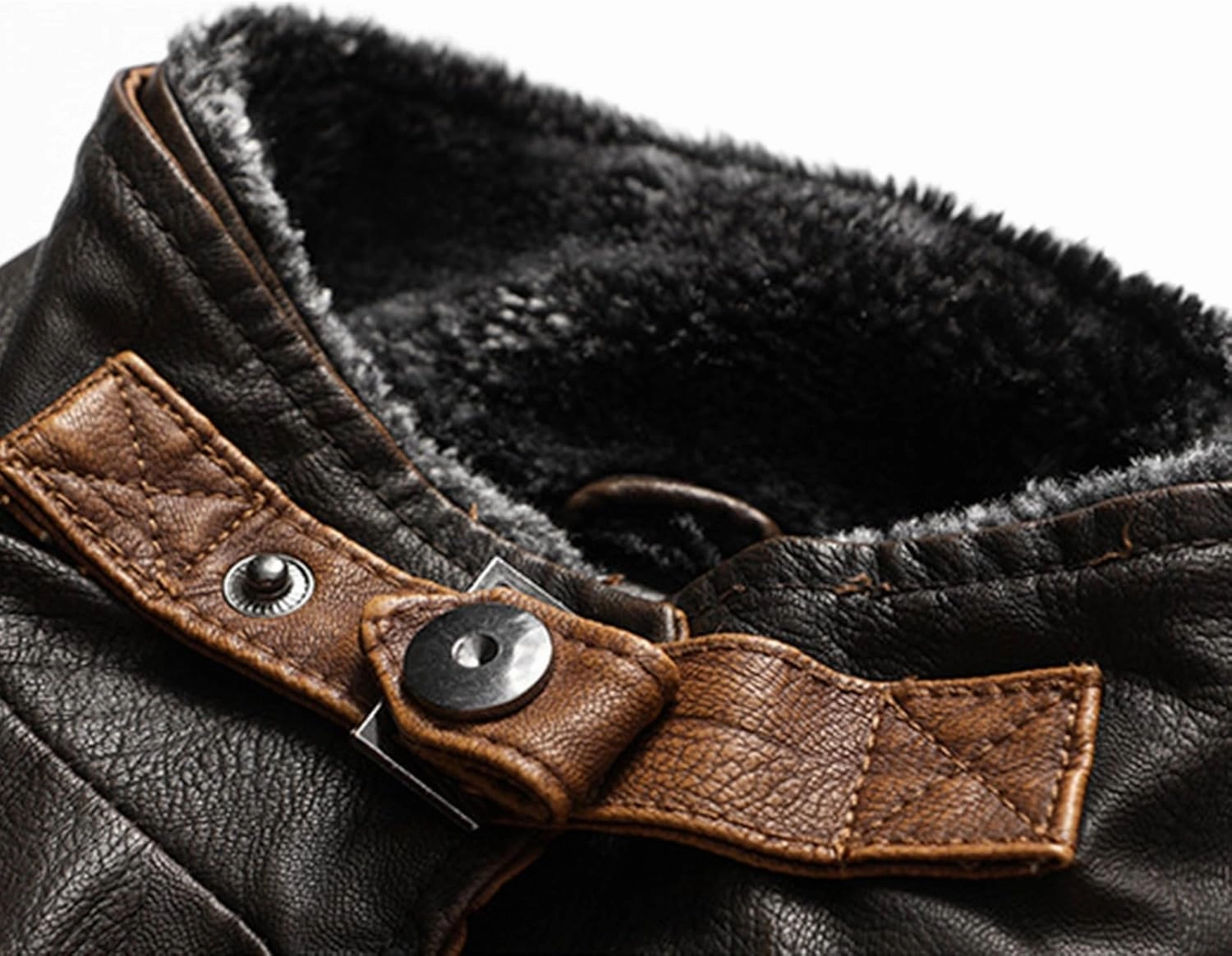 Mens Faux Leather Vest Jacket Plush Lined Jackets Vintage Winter Warm Waistcoat Lapel Collar Fleece Aviator Bomber Coat