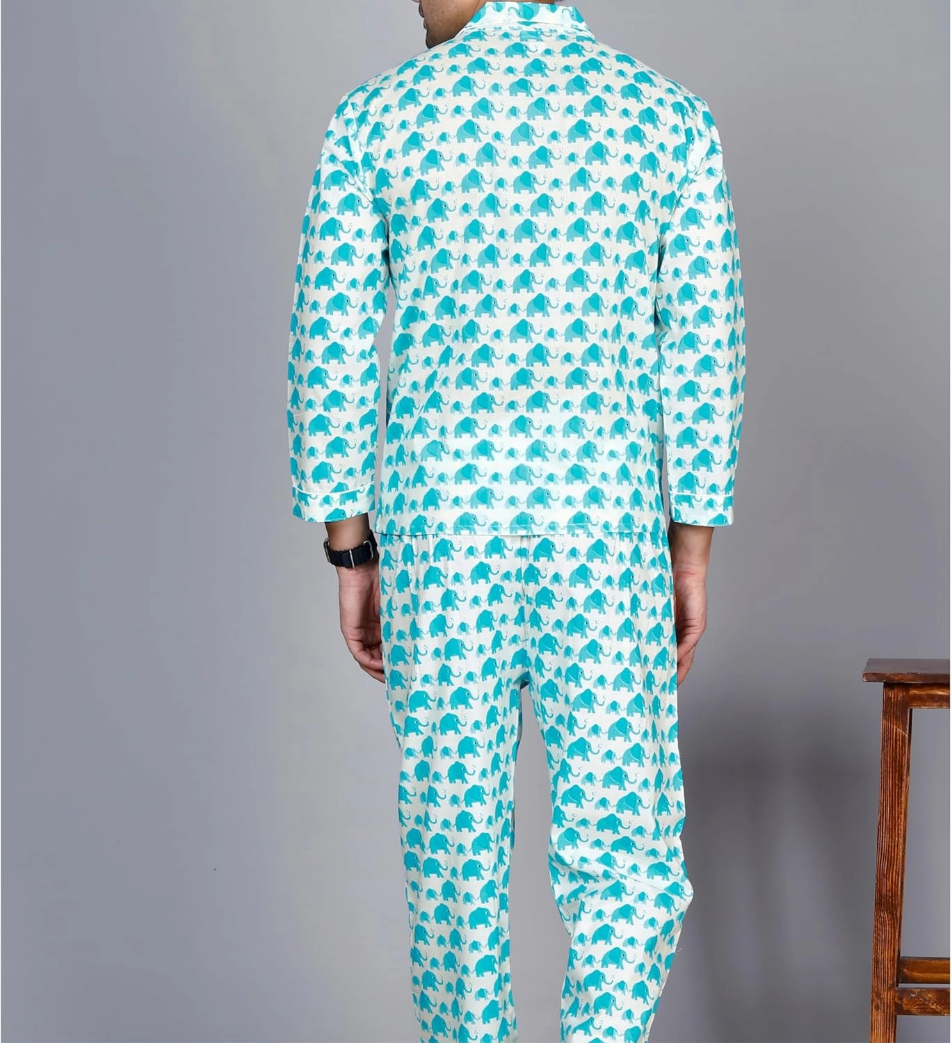 Mens Pajama Pants and Shirt Set - Animal Print Soft Cotton Mens Pajamas Set Pijamas Para Hombres Sleepwear Set