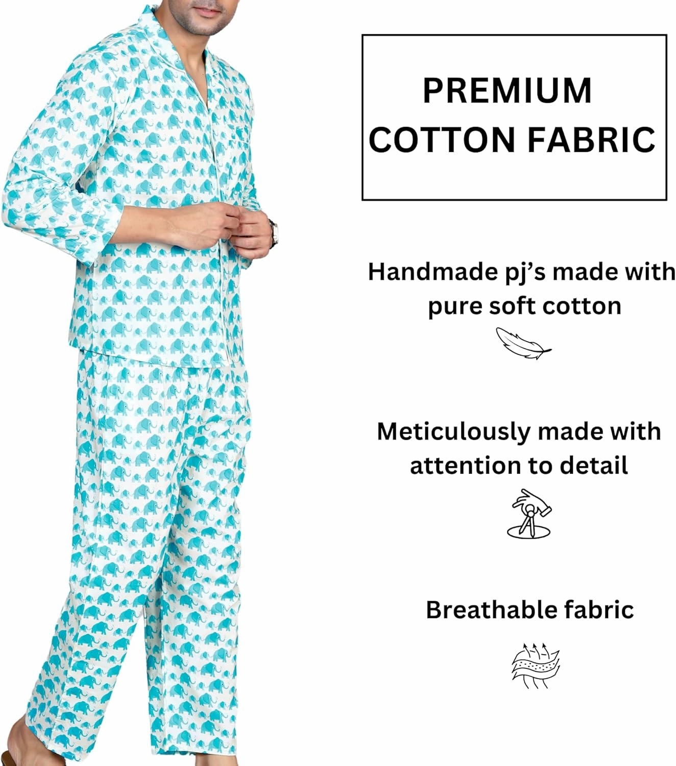 Mens Pajama Pants and Shirt Set - Animal Print Soft Cotton Mens Pajamas Set Pijamas Para Hombres Sleepwear Set