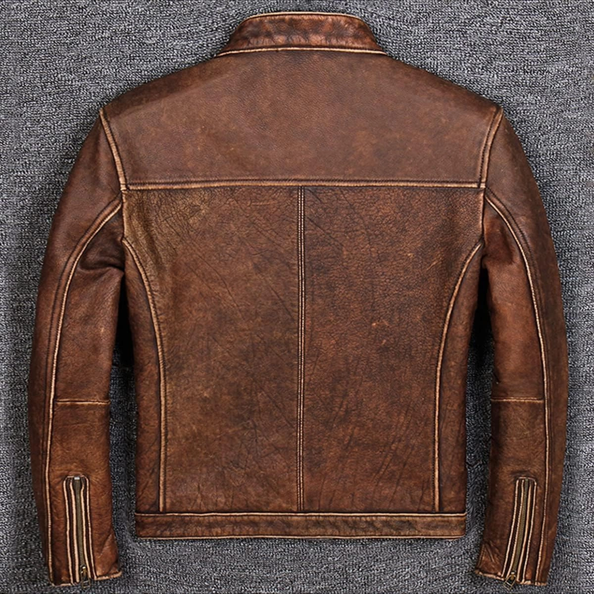 Mens Real Lambskin Cafe Racer Classic Motorcycle Vintage Biker Leather Jackets