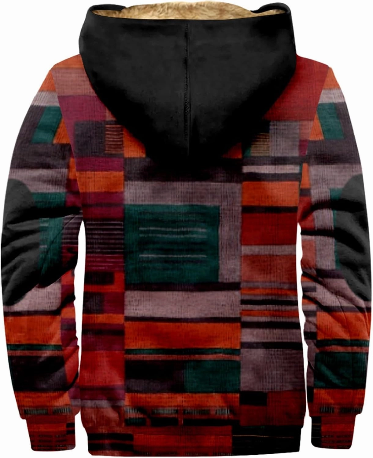 Mens Vintage Fleece Jacket Sherpa Lined Winter Coats Fall Winter Puffer Jacket Windproof Casual Hoodies with Pocket
