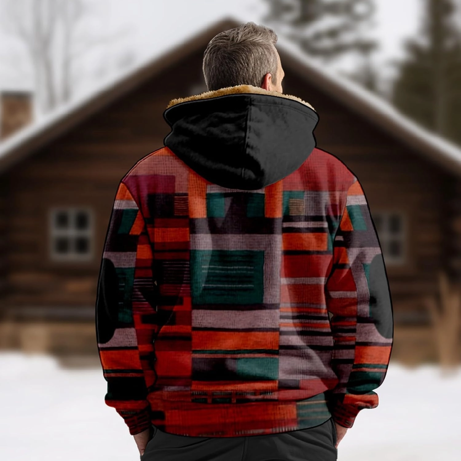 Mens Vintage Fleece Jacket Sherpa Lined Winter Coats Fall Winter Puffer Jacket Windproof Casual Hoodies with Pocket