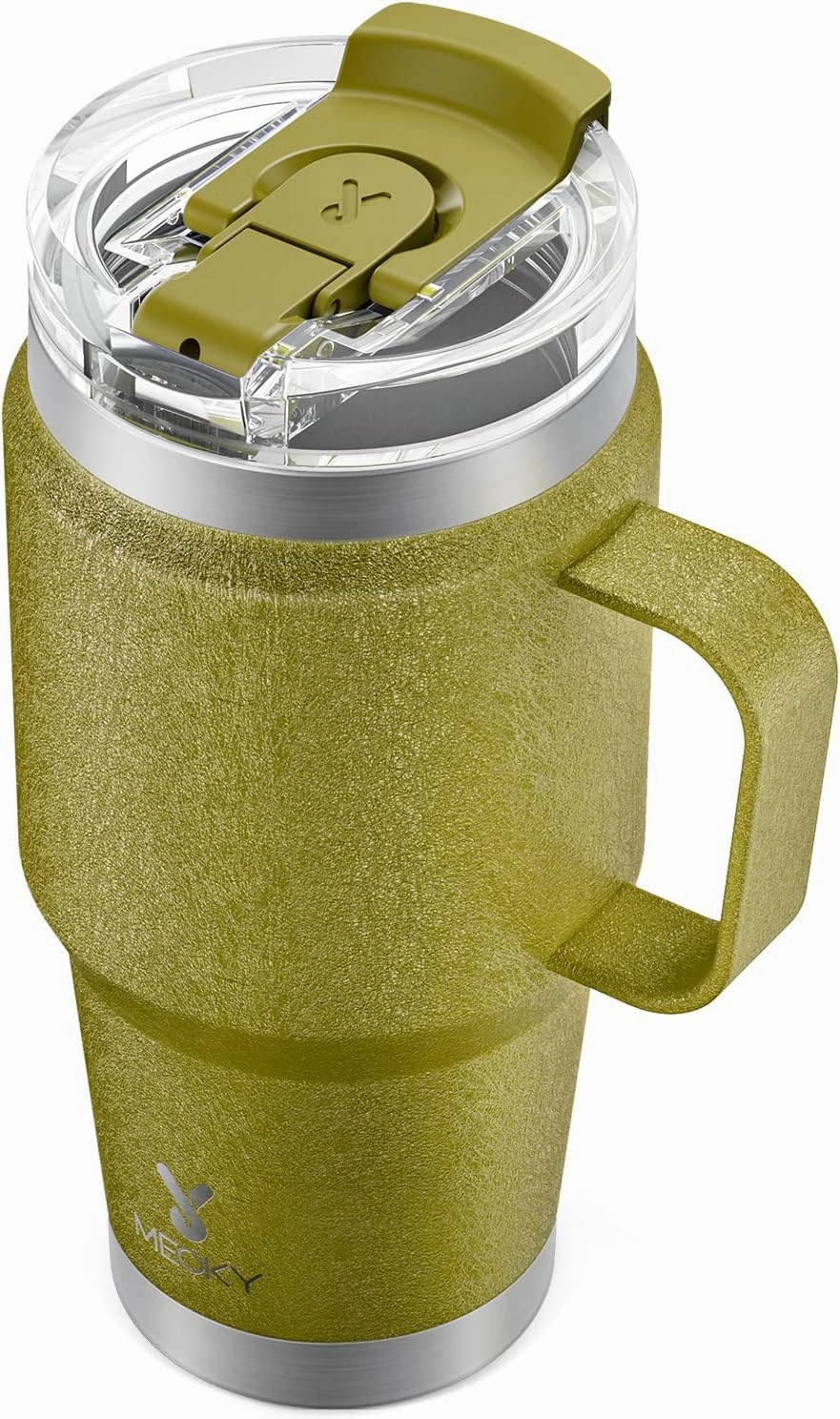 Meoky 24oz Travel Mug, Triple Insulated Stainless Steel Tumbler with Handle and 2-in-1 Straw and Sip Lid, 100% Leak Proof, Keeps Cold for 24 Hours or Hot for 8 Hours, Cupholder Friendly (Forest)