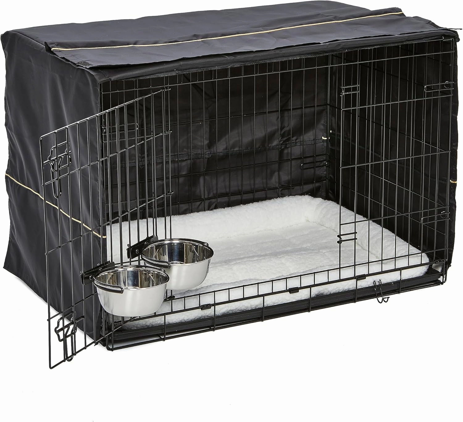 Midwest Homes for Pets 2 Door iCrate Pet Bed, Cover & 2 Bowls, 36" Kit/Medium/Large Dog Breed