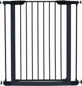 MidWest Homes for Pets 39 Inches Tall Walk-Through Steel Pet Gate, Pressure Mounted Dog Gate Measures 29-38 Inches Wide & Includes Two 3-Inch-Wide Extensions, Graphite