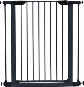 MidWest Homes for Pets 39 Inches Tall Walk-Through Steel Pet Gate, Pressure Mounted Dog Gate Measures 29-38 Inches Wide & Includes Two 3-Inch-Wide Extensions, Graphite