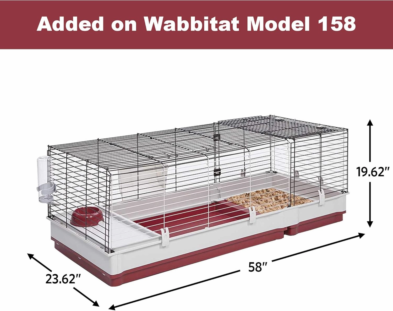 MidWest Homes for Pets Rabbit Cage Wire Extension | Extension Fits Midwest Models 158 & 158XL, 158WEX, Maroon/White (Wire Extension Only)
