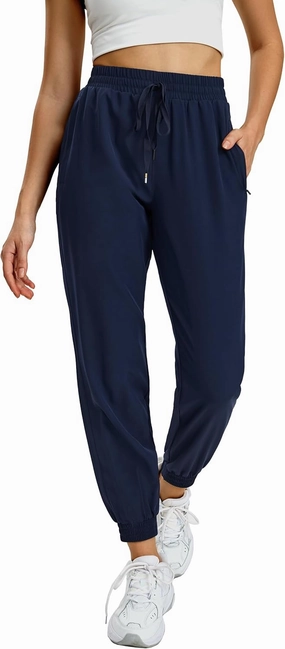 MIER Women's Lightweight Jogger Pants with Zipper Pockets Running Athletic Hiking Travel Drawstring Pants, Quick Dry