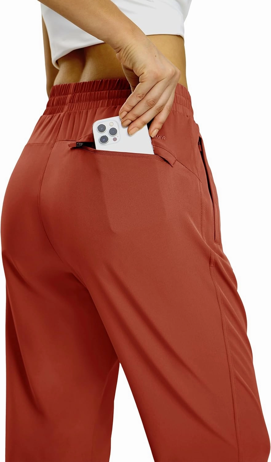 MIER Women's Lightweight Jogger Pants with Zipper Pockets Running Athletic Hiking Travel Drawstring Pants, Quick Dry