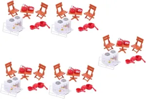 Milisten 5 Sets Realistic Mini Kitchen Utensils for Doll House Miniature Furniture Set Mini House Accessories Gas Stove
