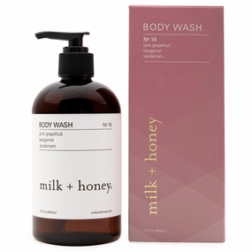 milk   honey Gentle Body Wash, No. 16, with Pink Grapefruit, Bergamot, and Cardamom, Body Wash for Women and Men, 12 Oz