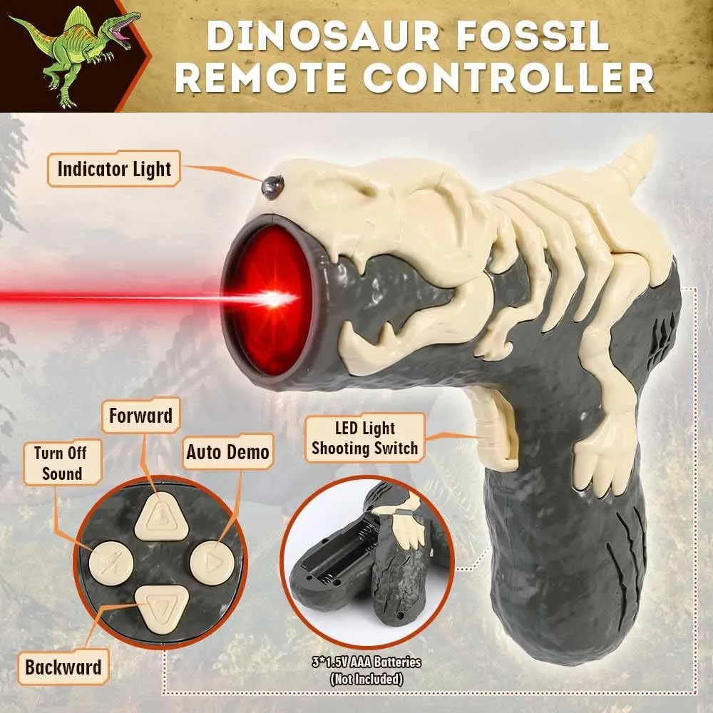 Mini Tudou Remote Control Dinosaur Toys for Kids,Light Tracing RC Jurassic Spinosaurus Dinosaur Toys w/Auto Spray and Realistic Light & Roaring,Walking Robot Dinosaur Toys for Boys Girls 3-5 4-7 8-12