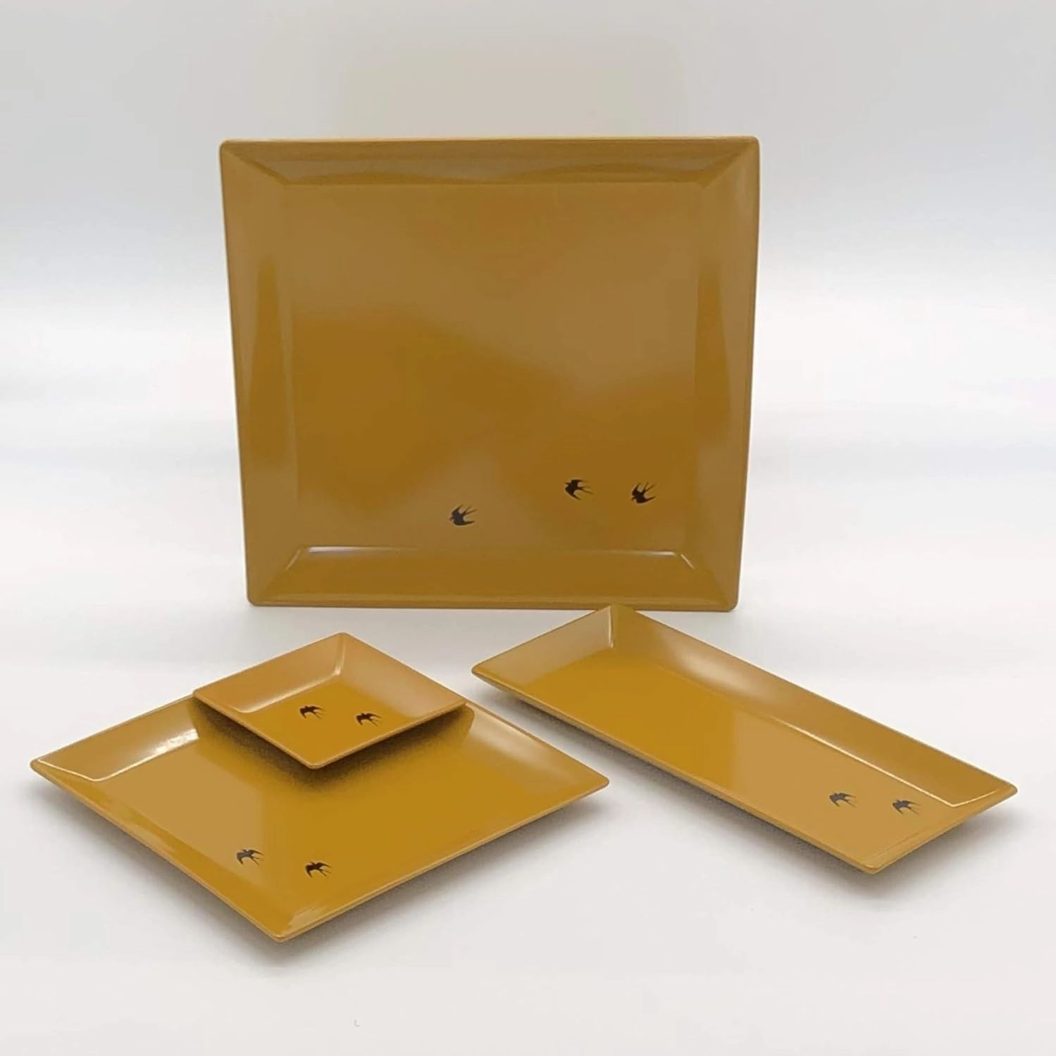 Miyamoto Sangyo Dish, Tsubame, Long Angle, Serving Plate, Citron, Approx. 4.1 x 10.0 inches (10.4 x 25.5 cm)