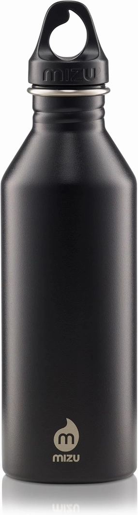 Mizu M8 - 25 oz. Single Wall Narrow Mouth Stainless Steel Bottle with Loop Cap Black