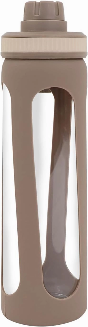 Modern-Depo 20oz Water Bottles with Water Jug Lid Handle Reusable Fitness Sports Bottle Odor Proof and Stain Resistant, Protective Sleeved Glass Bottle, Smoking
