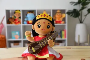 MODI TOYS Saraswati Devi (Medium- 11 inch) Mantra Singing Stuffed Plush Toy | Ideal for Newborns, Infants, Toddlers, Grandparents | Best for Diwali, Baby Shower, Birthday | Teddy Bear Panda Elephant