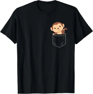 Monkey In Bag Sweet Monkeys In Breast Pocket Sweet Monkey T-Shirt