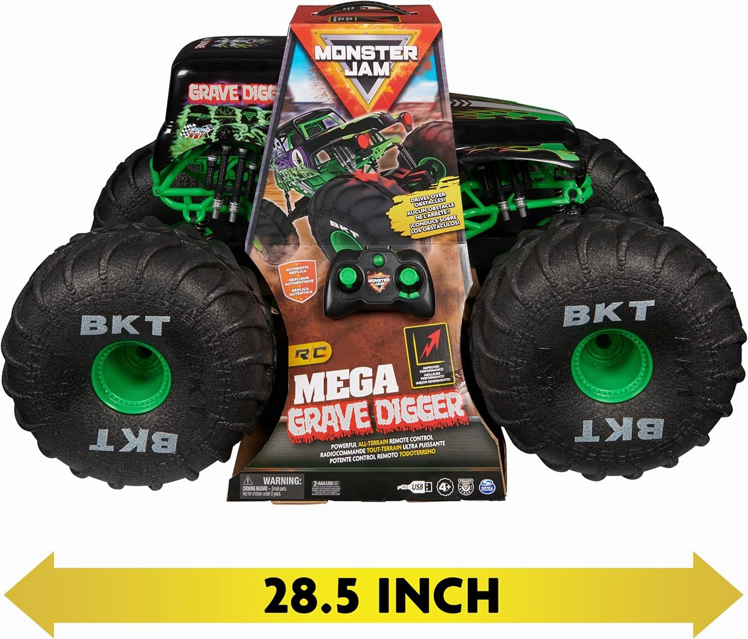 Monster Jam, Official Mega Grave Digger All-Terrain Remote Control Monster Truck, Over 2 Ft. Tall, 1:6 Scale, Kids Toys for Boys and Girls Ages 4 and Up