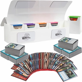Monster Protectors Magnetic Deca Deck Box - White, Holds 800 Gaming TCGs, Self-locking Closure, Compatible w Standard & Smaller Size Gaming Trading Cards, Removable Construction, Gift