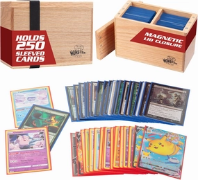 Monster Wooden Double Deck Box w Strong Magnetic Lid & Security Band- Premium Holds 250 Sleeved Cards- Compatible with Yugioh, Commander Magic The Gathering MTG Sport Cards Trading TCG Game, Gift