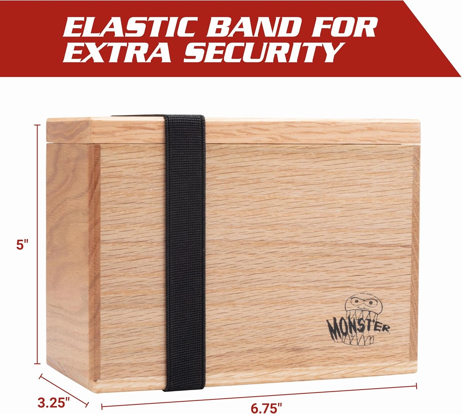 Monster Wooden Double Deck Box w Strong Magnetic Lid & Security Band- Premium Holds 250 Sleeved Cards- Compatible with Yugioh, Commander Magic The Gathering MTG Sport Cards Trading TCG Game, Gift
