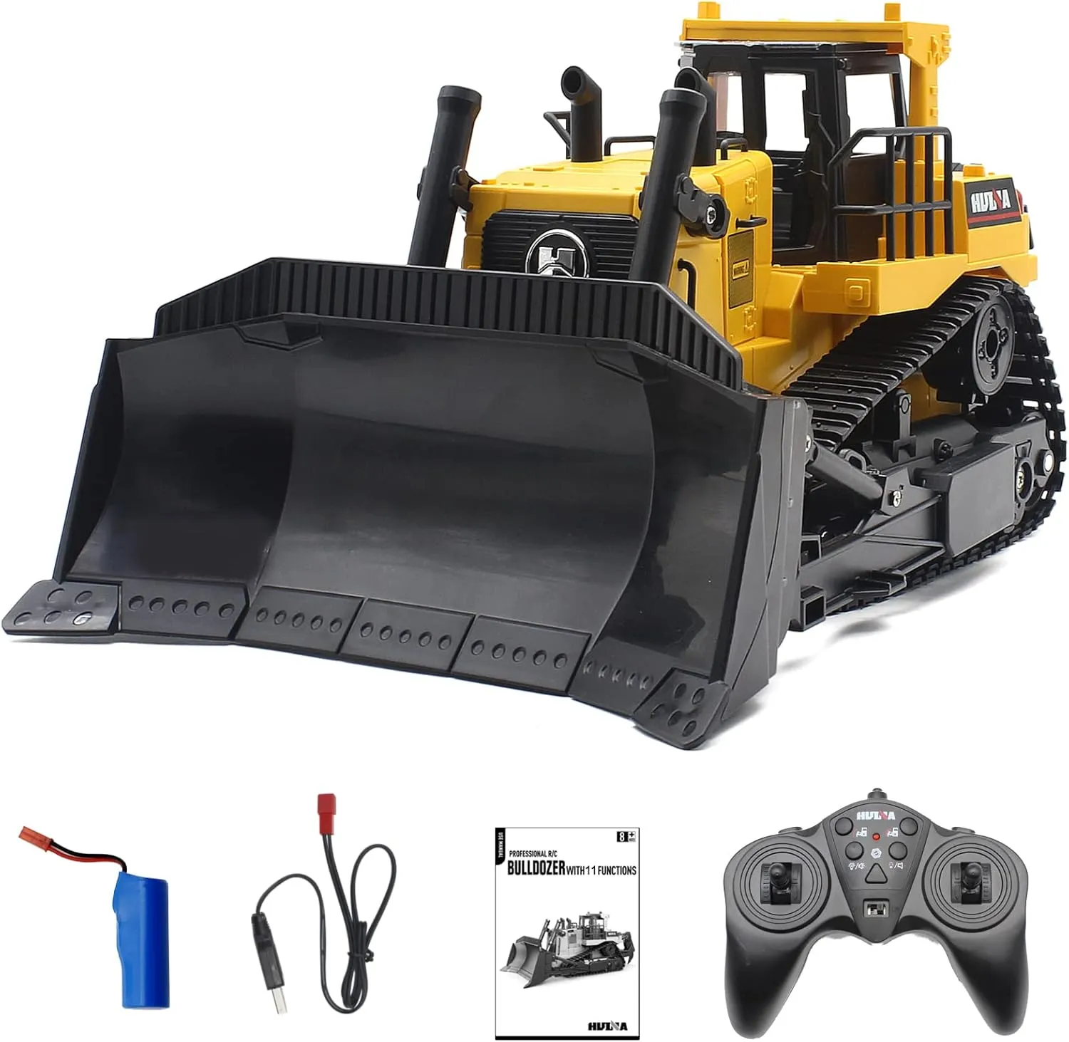 Mostop RC Bulldozer Toy 1/16 Scale 9 Channel RC Front Loader Tractor Full Functional 2.4Ghz Remote Control Bulldozer RC Construction Vehicles Truck Toys Gift with Light and Sound
