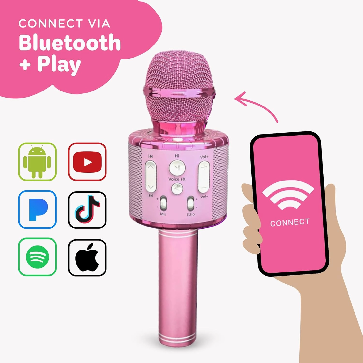 Move2Play, Kids Karaoke Microphone | Includes Pre-Loaded Songs & Bluetooth | Kids Birthday Party Gift | Toy for All Ages 2, 3, 4, 5, 6  Year Old Girls, Boys & Toddlers