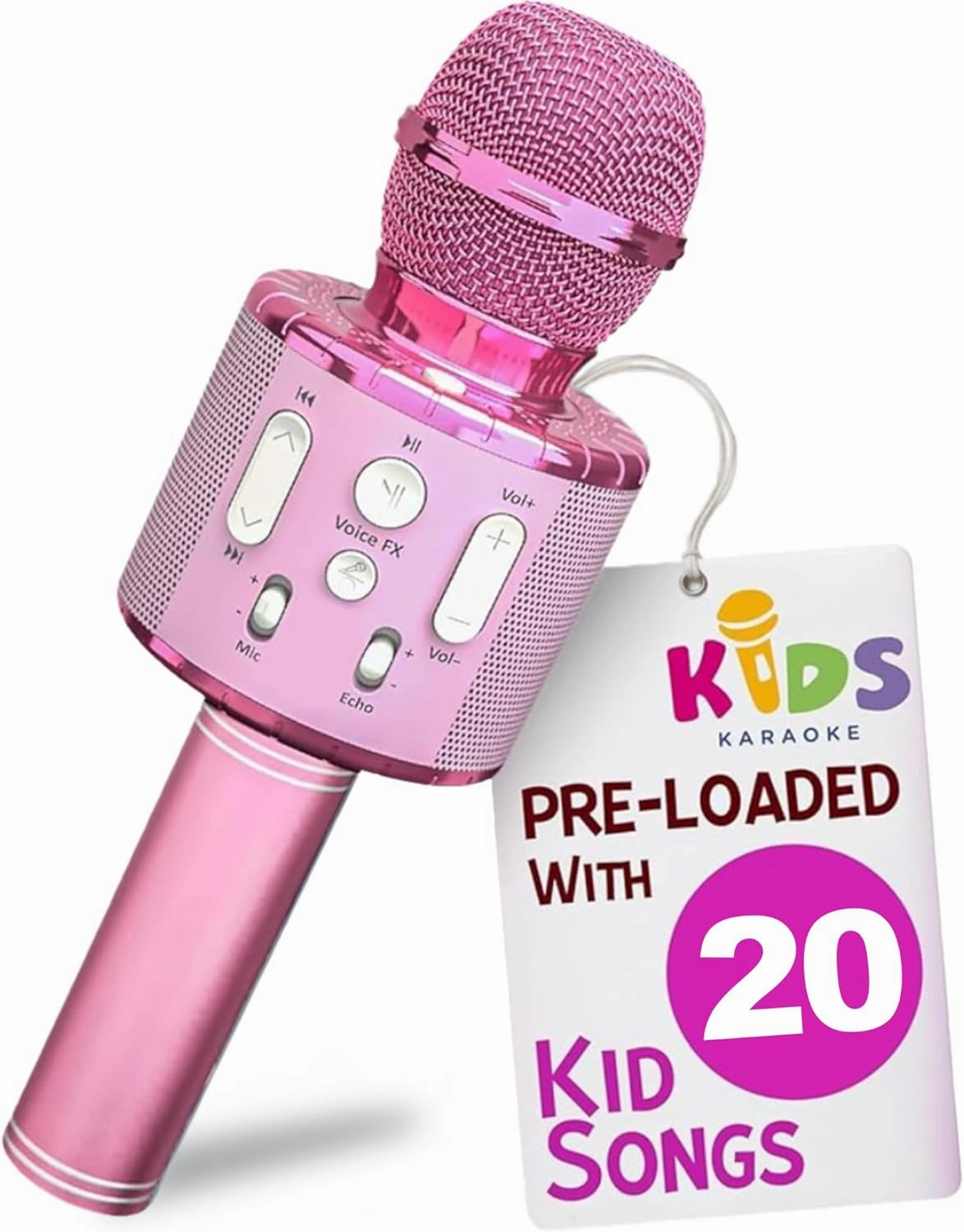 Move2Play, Kids Karaoke Microphone | Includes Pre-Loaded Songs & Bluetooth | Kids Birthday Party Gift | Toy for All Ages 2, 3, 4, 5, 6  Year Old Girls, Boys & Toddlers