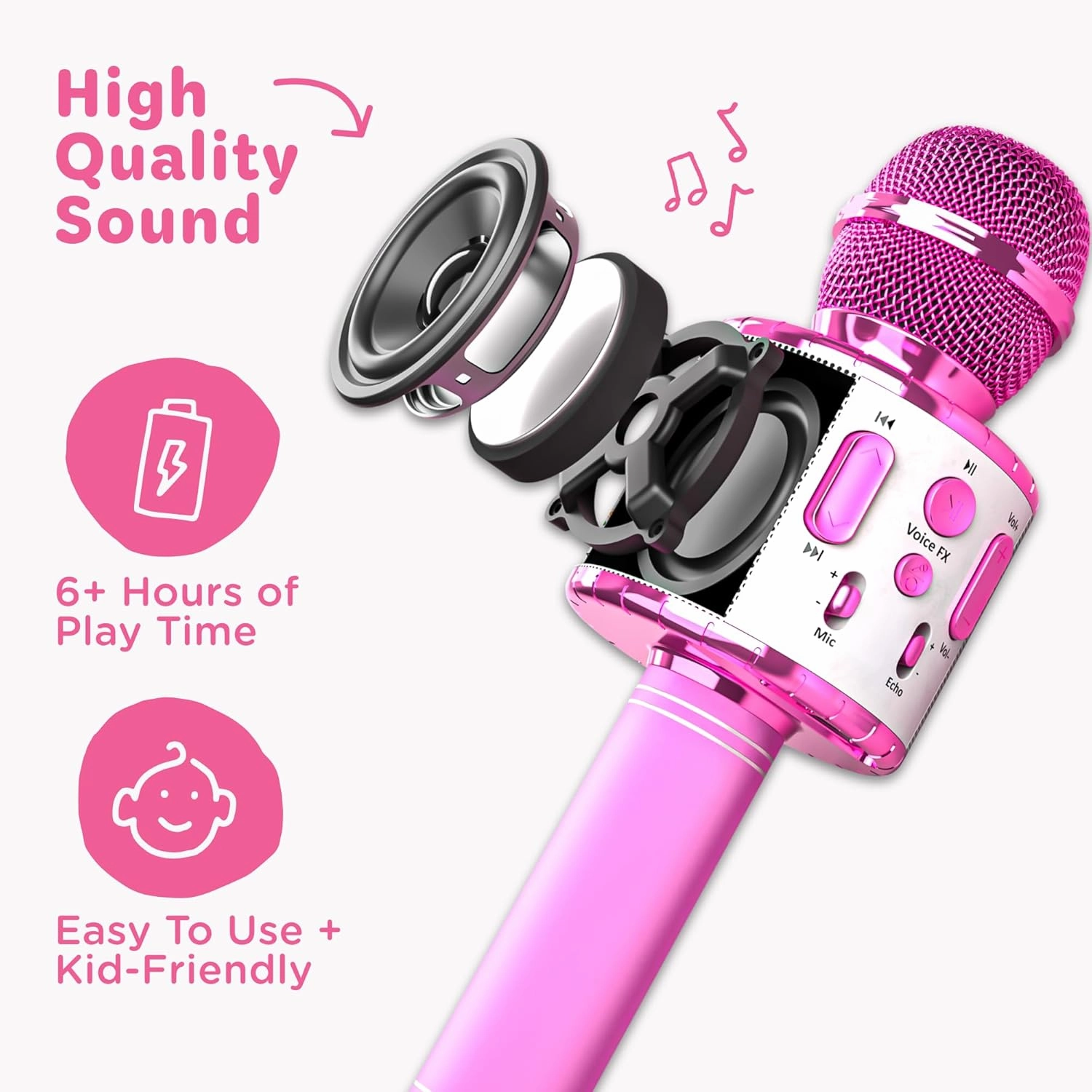 Move2Play, Kids Karaoke Microphone | Includes Pre-Loaded Songs & Bluetooth | Kids Birthday Party Gift | Toy for All Ages 2, 3, 4, 5, 6  Year Old Girls, Boys & Toddlers