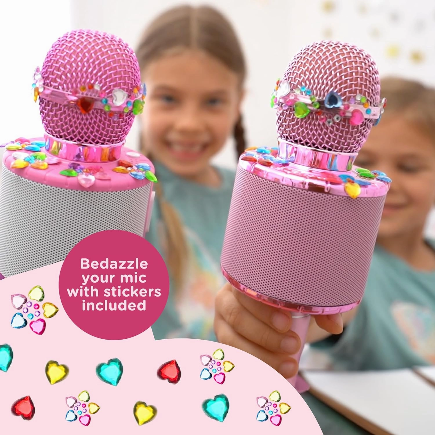 Move2Play, Kids Karaoke Microphone | Includes Stickers & Bluetooth | Kids Birthday Gift | Toy for All Ages 2, 3, 4, 5, 6  Year Old Girls, Boys & Toddlers (All Pink)