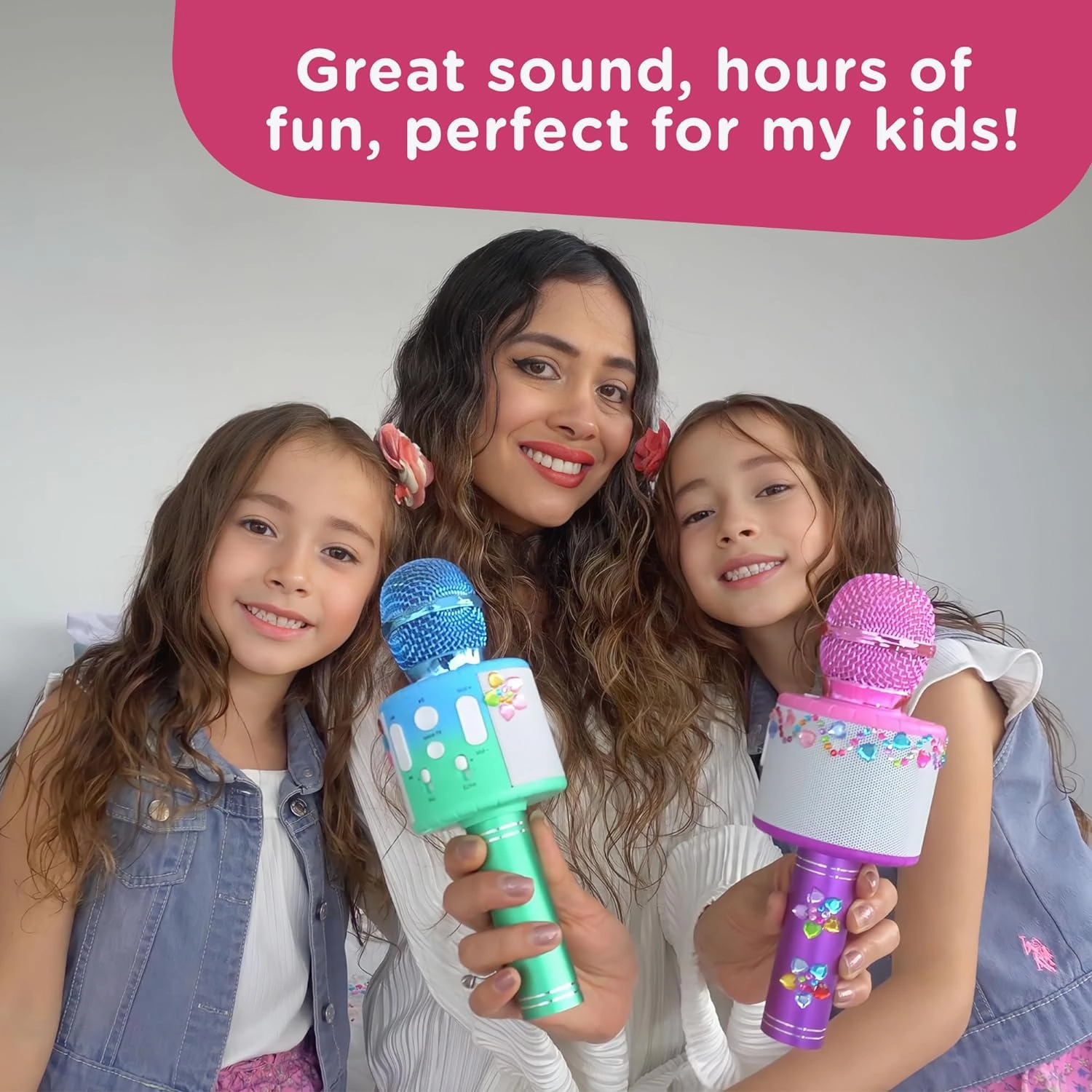 Move2Play, Kids Karaoke Microphone | Includes Stickers & Bluetooth | Kids Birthday Gift | Toy for All Ages 2, 3, 4, 5, 6  Year Old Girls, Boys & Toddlers (All Pink)