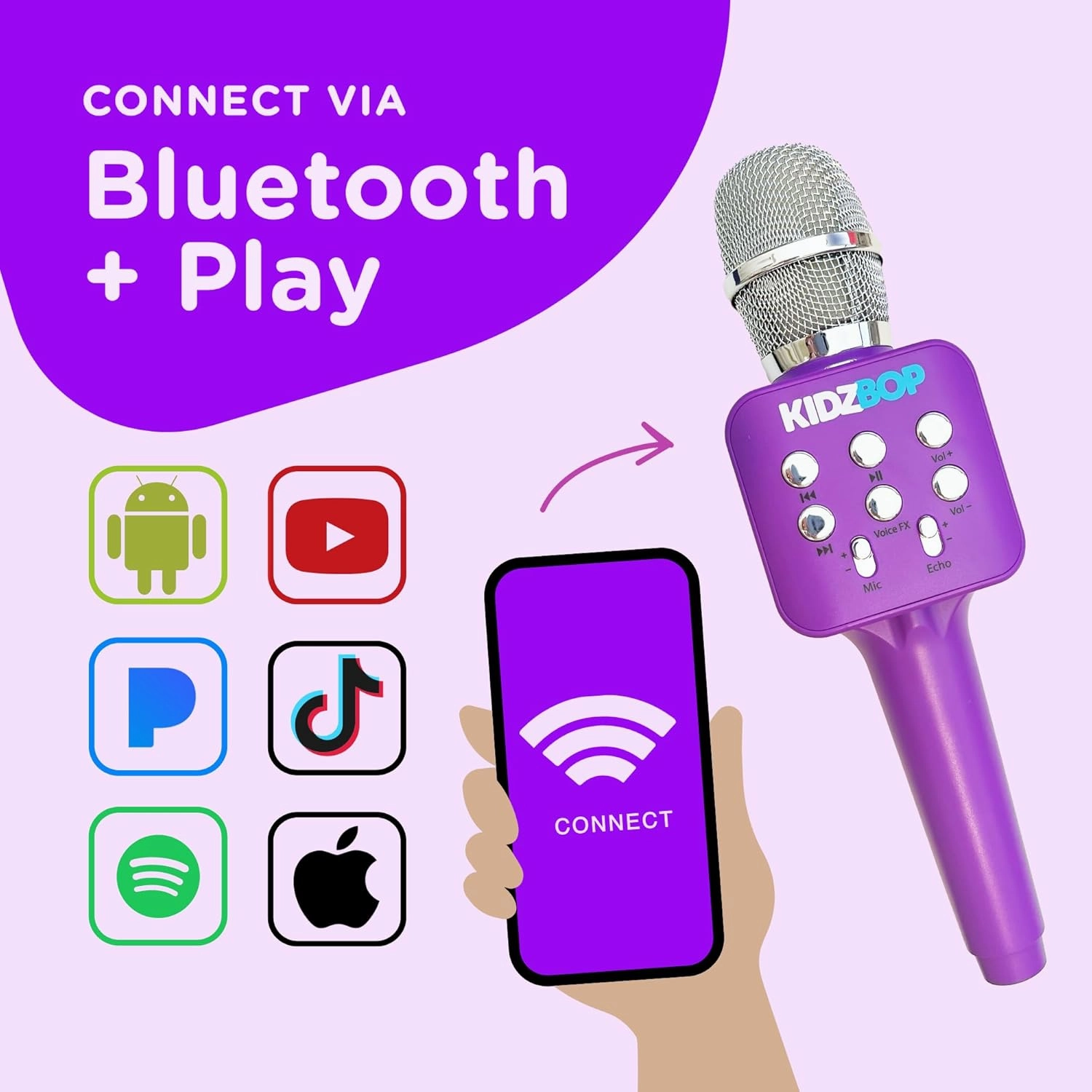 Move2Play, Kidz Bop Karaoke Microphone | The Hit Music Brand for Kids | Toy for Girls & Boys Ages 2, 3, 4, 5, 6, 7, 8  Years Old | Gift & Birthday Present