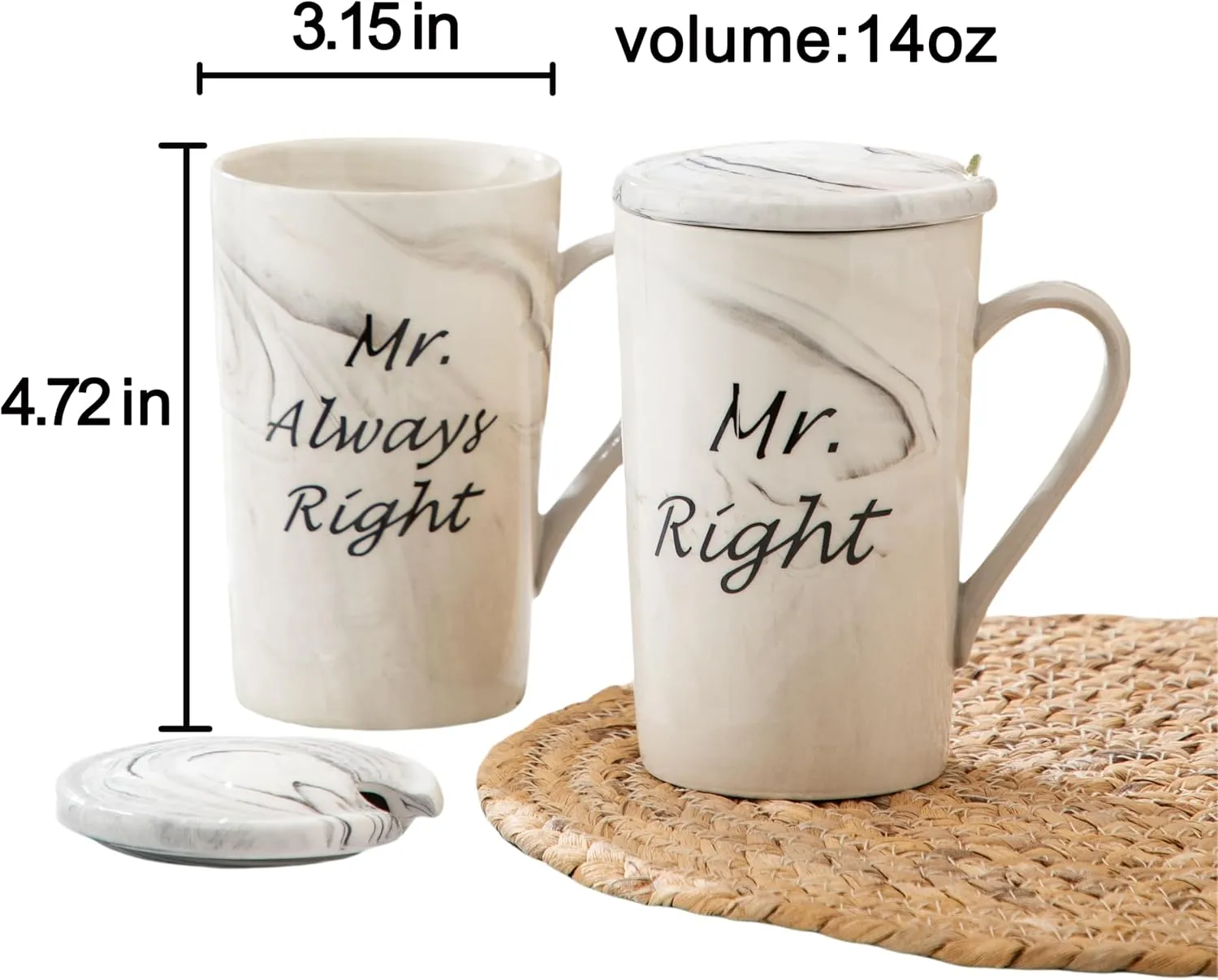Mr and Mr Coffee Mugs Wedding Gifts for Grooms Gift for Gay Couples Engagement Wedding and Married Couples Anniversary Valentine's Day Gifts Ceramic Marble Cups