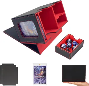 MTG Deck Box for Commander, Card Deck Box with Dice Tray Fits 200 , Trading Card Storage Box for MTG TCG CCG with 2 Dividers 35pt Magnetic Holder (Red)