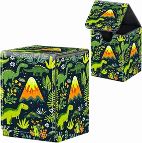 MTG Commander Deck Box, Leather Strong Magnet Magic the Gathering Deck Box for Commander Display, Holds 100  Cards, Trading Card Storage Boxes for TCG Sports Card, Green Dinosaurs and Plants