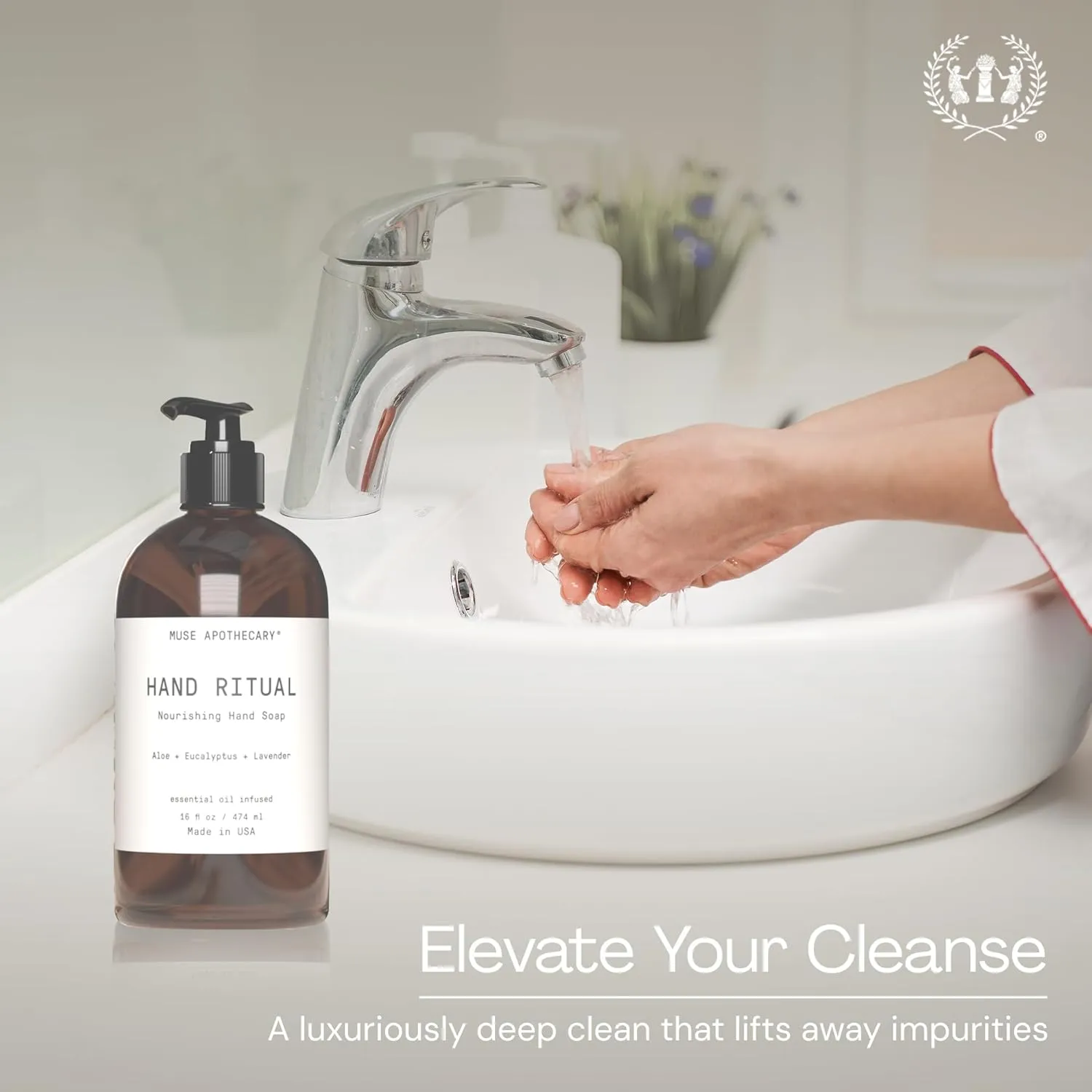 Muse Apothecary Hand Ritual - Aromatic and Nourishing Hand Soap, Infused with Natural Aromatherapy Essential Oils - USDA Certified Biobased - 16 oz, Aloe   Eucalyptus   Lavender, 2 Pack
