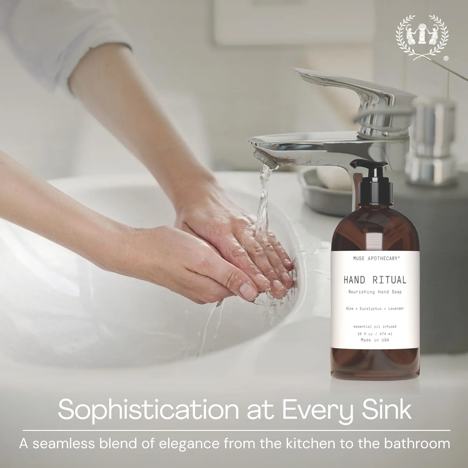 Muse Apothecary Hand Ritual - Aromatic and Nourishing Hand Soap, Infused with Natural Aromatherapy Essential Oils - USDA Certified Biobased - 16 oz, Aloe   Eucalyptus   Lavender, 2 Pack