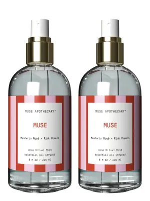 Muse Apothecary Room Ritual - Aromatic and Relaxing Room Mist, 8 oz, Infused with Natural Essential Oils - Great Valentine's Day Gift - Mandarin Rosè   Pink Pomelo, 2 Pack